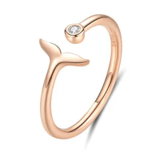 Rose gold Adjustable fishtail pure 925 silver ring