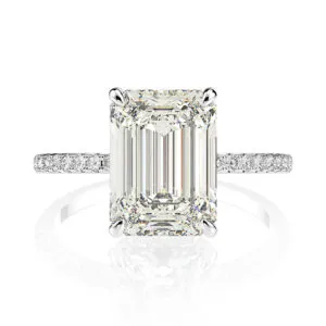 925 Sterling Silver 18k Gold Plated emerald cut CZ diamond ring