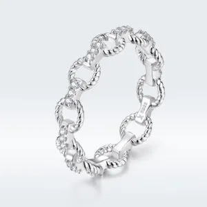 New Arrival Simple Chain Finger Rings for Women Silver Rings