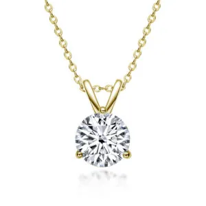 Luxury 925 Sterling Silver Three Prong Pendant D Color 1 Carat Moissanite Chain Necklace