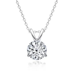 Luxury 925 Sterling Silver Three Prong Pendant D Color 1 Carat Moissanite Chain Necklace