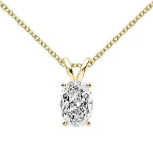 1 Carat Oval Moissanite Diamond 925 Sterling Silver Choker Pendant Necklace