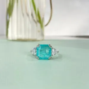 925 sterling silver paraiba tourmaline cubic zirconia ring