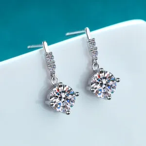 Round Cut Total 1-2 Carat Excellent Cut Diamond Test Passed High Quality Moissanite Drop Earrings