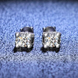 1 Carat D Color Moissanite Cow Head Stud Earrings