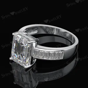 Dainty high quality simple rings emerald cut 925 silver diamond gold plated