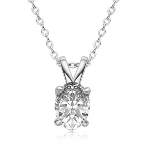 1 Carat Oval Moissanite Diamond 925 Sterling Silver Choker Pendant Necklace