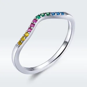 925 Sterling silver colorful zircon romantic statement ring