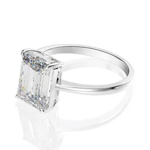 Simple silver 925 sterling silver jewelry emerald cut diamond 925 cz ring