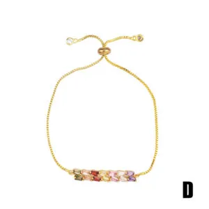 New Arrival Delicate Jewelry Colored Gold Plated Rainbow Cubic Zirconia Rhinestone Bracelet