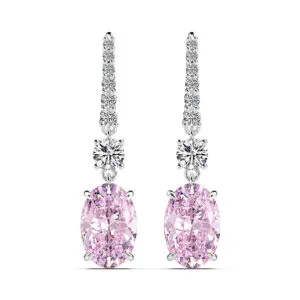 S925 Oval CZ Diamond Women's Drop Earrings