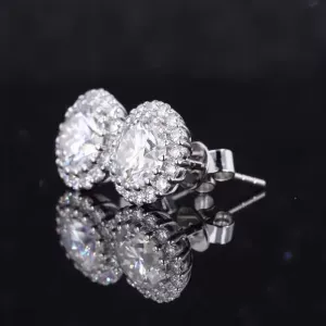 Starsgem super white Round 6.5mm DED VVS moissanite Platinum plated stud 925 Silver earrings