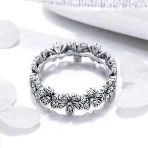 Fashion Wedding Rings Women Flower Shape Rings 925 Sterling Silver