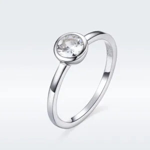 S925 Fashion Jewelry Single Diamond Stone Sterling Silver Rings Designs