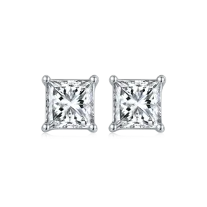 Square Princess Cut Diamond Total 1 ct D Color Moissanite Stud Earrings