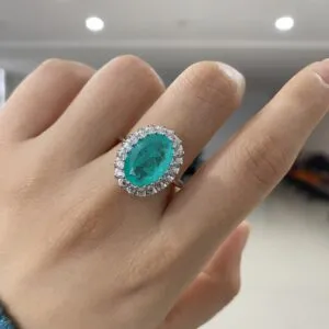 925 sterling silver exquisite bling 10*14mm oval blue paraiba tourmaline