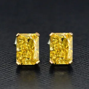 Gold plated simple cz 925 sterling silver earrings diamond studs