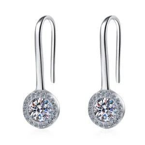 Round Brilliant Cut Total 1 Carat D Color Moissanite Drop Earrings Gemstone