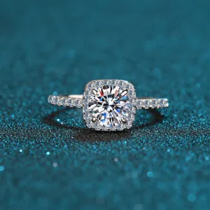 925 Silver Original 2 Carat Diamond D Color Moissanite Square design Ring