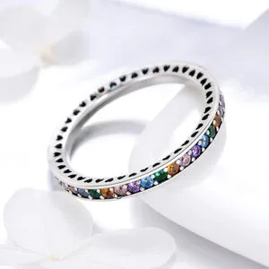 925 Sterling silver colorful zircon Personalized Ladies Ring