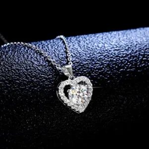 1 Carat D Color Moissanite Heart Shape Pendant Necklace Gemstone Jewelry
