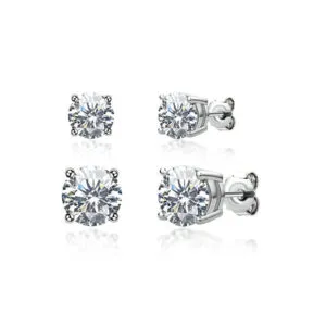 1 Carat Moissanite Diamond Stud Earrings 925 Sterling Silver