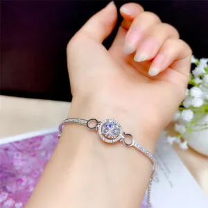 1 ct Round Excellent Cut D Color Pass Diamond Test Moissanite Beads Bracelet