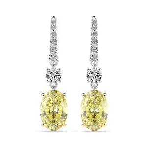 S925 Oval CZ Diamond Women's Drop Earrings