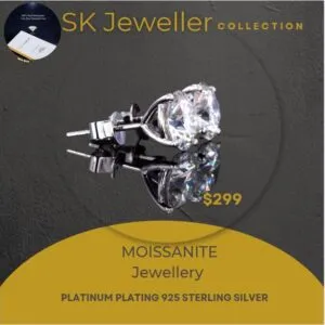 Classic Brilliant Cutting Moissanite Stone Platinum Plated 4prong 925 Sterling silver stud diamond earrings