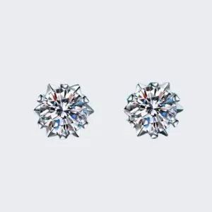 Excellent Moissanite Snowflake 925 Sterling Silver Perfect Stud Earrings